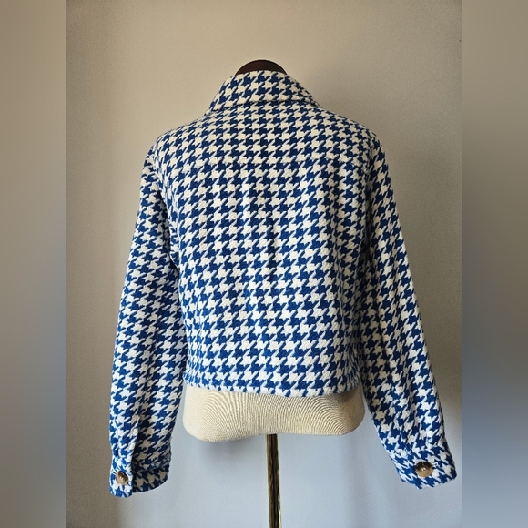 ONLY Blue and White Houndstooth Women's Waist Length Jacket. Size Small - Picture 6 of 13